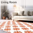 thumbnail image 2 of ODIKA 6'x9' Machine Washable Non-Slip Area Rug, Cable Braided Nordic Snowflake with Vintage Motifs High Traffic Rug, Orange, 636884, 2 of 7