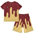 thumbnail image 3 of Girls Summer Outfits Ice Cream Printed Casual Short Sleeve T Shirt And Shorts Set 3D Ice Cream Print Toddler Kids Sets, 3 of 3