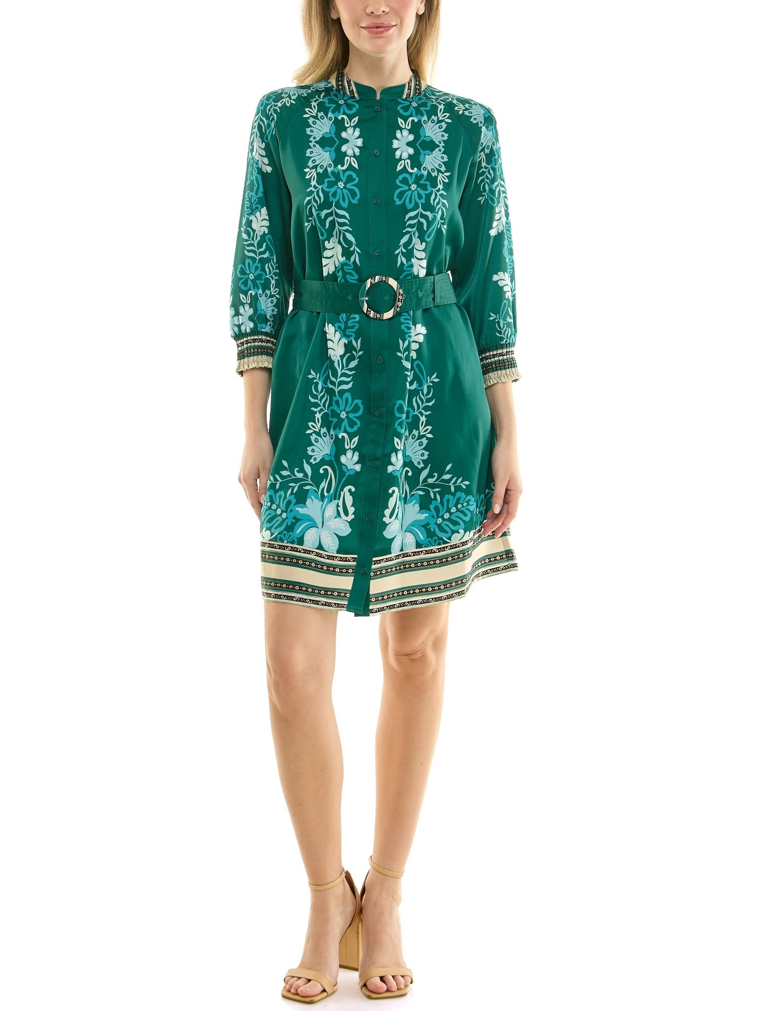 Nanette Nanette Lepore Womens Long Sleeve Tie Waist Mirror Print Mini Dress