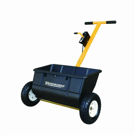 Yardworks 75 lb Steel Drop Spreader Lawn Seed Fertilizer Broadcast Push