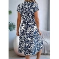 thumbnail image 6 of Women'S Summer V Neck Cap Sleeve Floral Sundresses Flowy Summer Dresses for Women Dark Blue L, 6 of 10