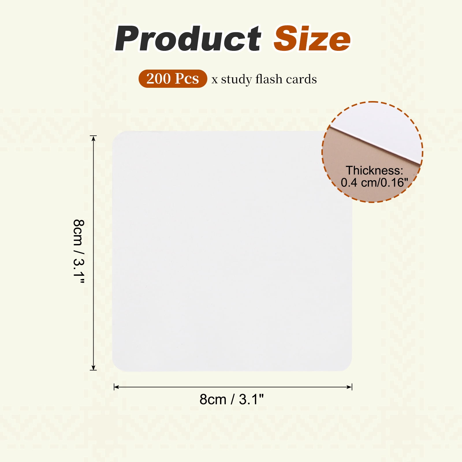 Uxcell 200 Sheets Blank Index Cards, 3.1"x3.1" Double Sided Thick Cardstock 350gsm Rounded Corner Study Flash Cards for Learning Playing Note Gift Tags DIY Paper Crafts, White