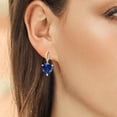 thumbnail image 3 of Gem Stone King Keren Hanan 925 Sterling Silver and 10K Yellow Gold Blue Simulated Sapphire and White Lab Grown Diamond Infinity Dangle Earrings for Women (8.27 Cttw, Heart Shape 10MM), 3 of 3