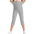 thumbnail image 7 of BRGZLK Women's Maternity Skinny Capri Pants 2026 Solid Color Over The Belly High Waist Soft Breathable Pregnancy Legging Gray S, 7 of 7