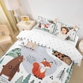 thumbnail image 2 of Castle Fairy Cute Camo Woodland Animal Duvet Cover Queen,Fox Bear Deer Puppy Pine Queen Bedding,Sage Cream White,Reversible,3-Piece,No Comforter,1 Duvet Cover and 2 Pillowcases, 2 of 6