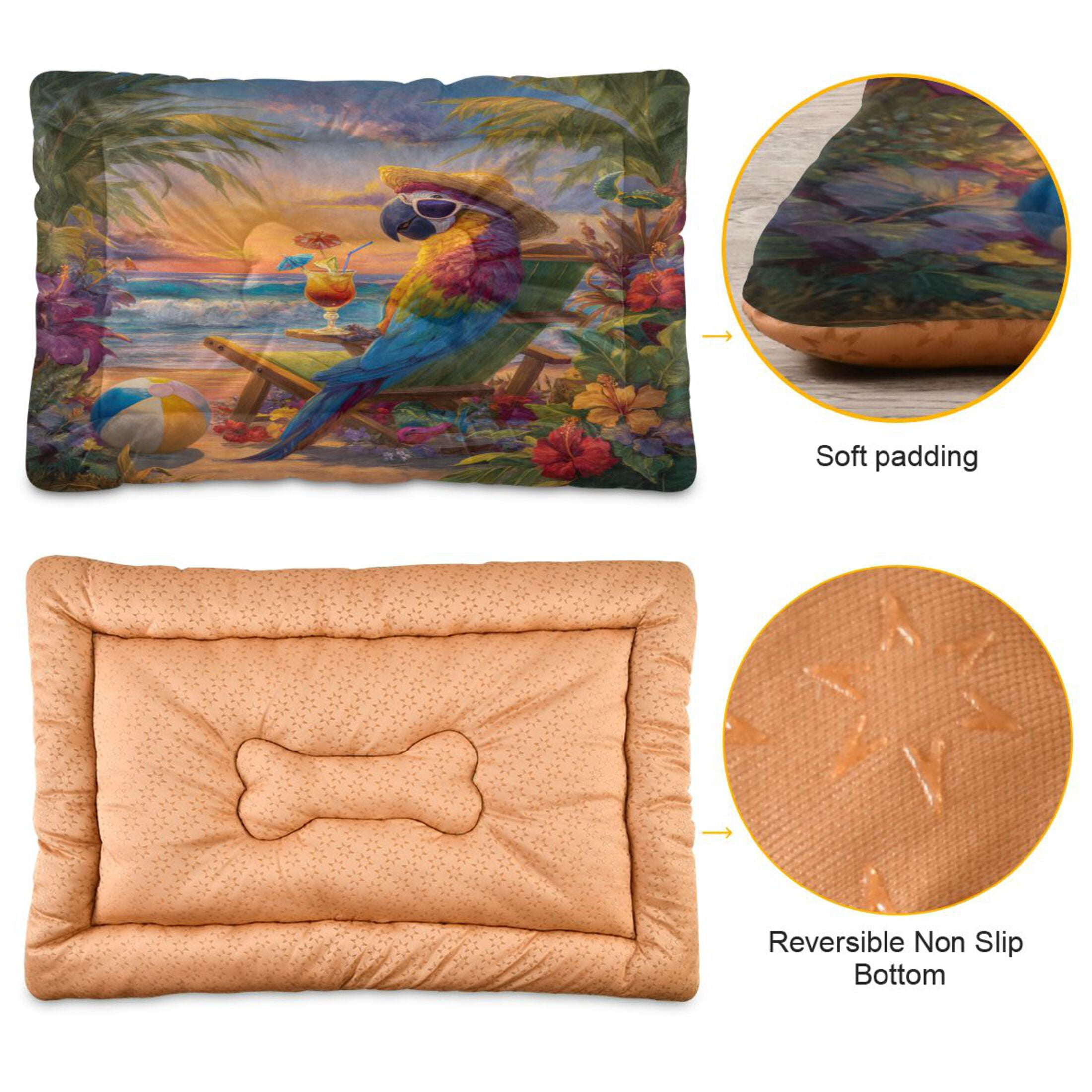 Qxltty Beach Parrot Ped Pad Wear-resistant and Hard to Bite Through Sleeping Pad for Small Medium Large Dogs Winter Pet Bed 36×24in
