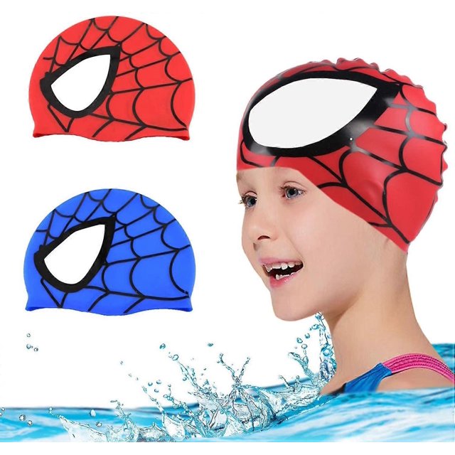 ZHAOCHENG Juego de 2 gorros de natación unisex, impermeables, con diseño de alas para deportes acuáticos, gorro de pelo largo para niños y niñas de 3 a 6 años