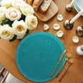 thumbnail image 2 of Teal Boho Round 15 Inch Placemats Set of 4, Farmhouse Abstract Geometric Aesthetic Art HeatResistant Non Slip Place Mats for Dining Table, Wipeable Braided Kitchen Table Mats for Housewarming, 2 of 9