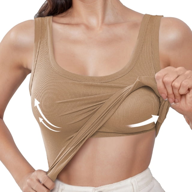 Camisole en Coton pour Femmes Camisole Ajustable avec Soutien-Gorge Intégré sous-Vêtement Extensible