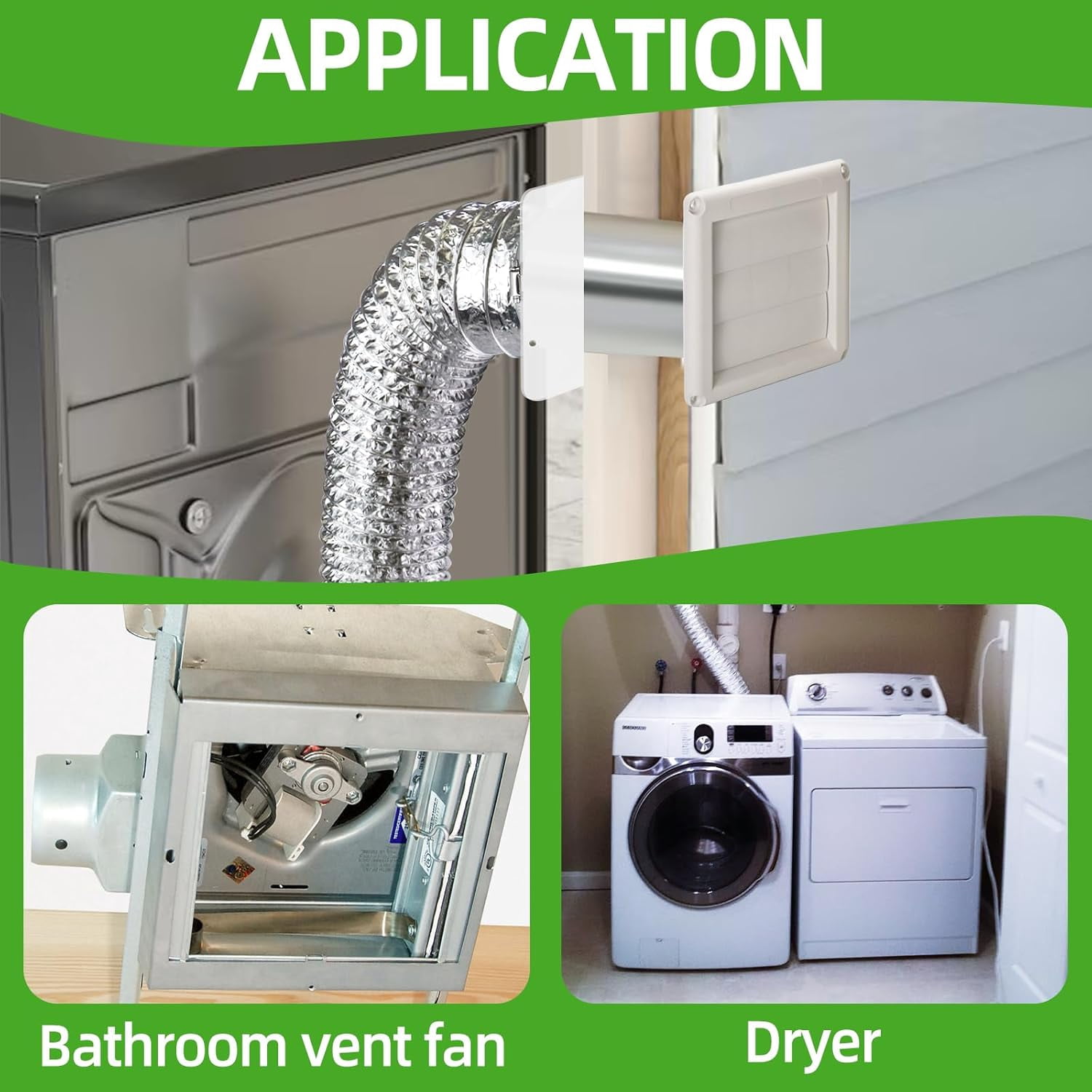 Dryer Vent Kit Through Wall with Hose/Duct Connector/Wall Plate,3 Inch Dryer Vent Hose Connector Ducting Kit for Bathroom Exhaust Fan Ventilation,Ceiling Washer Air Circulation