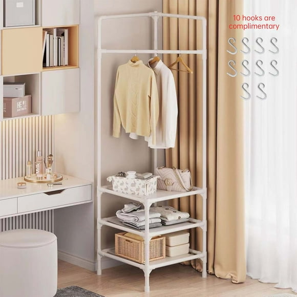 TOPRenddon Multi-Functional Corner Organizer with Shelves & Hooks – Space-Saving Metal Storage Shelf for Bedroom, Closet, Entryway – Easy Assembly, Modern Home Decor (Sturdy & Adjustable)