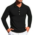 thumbnail image 1 of Jalioing Men's Collared Shirt Long Sleeve Button Golf Shirts Business Casual Ribbed Stretchy Pullover Tee, 1 of 5