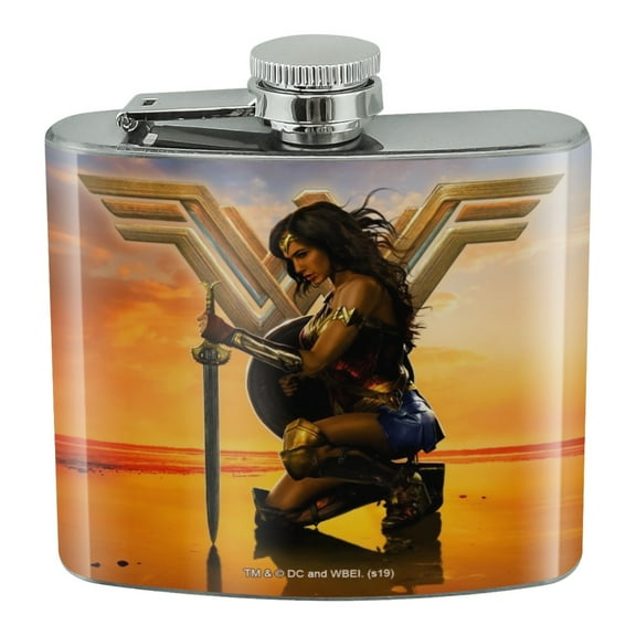 Wonder Woman Movie Poster Stainless Steel 5oz Hip Drink Kidney Flask