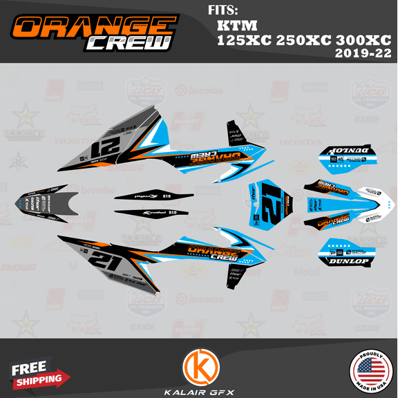 Kalair GFX Graphics Kit for KTM Enduro 2-Stroke 125 XC, 250 XC and 300 XC (2019-2022) Orangecrew Series