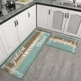 thumbnail image 2 of 2Pcs Thankful Kitchen Rugs Set of 2 Floor Mats for Cooking Non Slip Waterproof Standing Kitchen Runner Mats17"x47"+17"x30", Teal Blue, 2 of 7