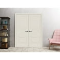 thumbnail image 2 of Interior Solid French Double Doors 56 x 84 inches / Mela 7001 Painted Creamy / Wood Interior Solid Panel Frame / Closet Bedroom Modern Doors, 2 of 4