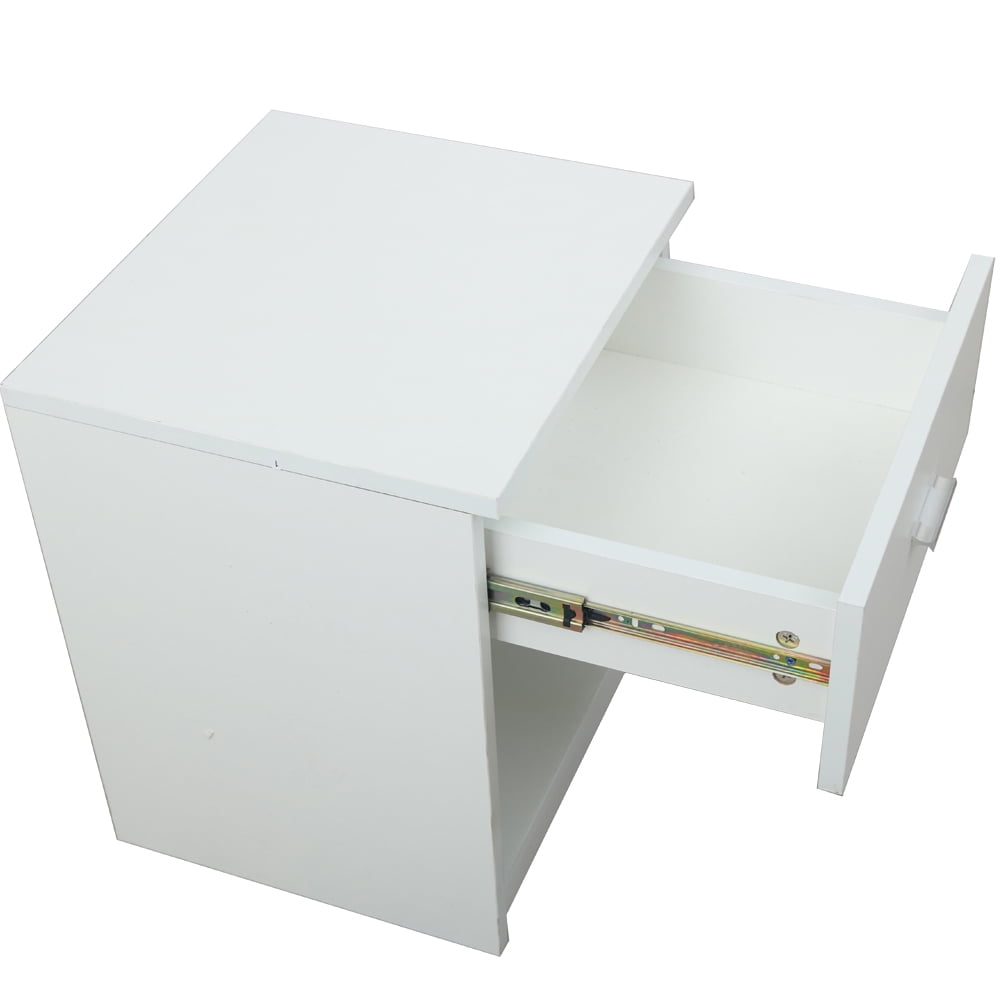 Lowestbest Easy Assembly Nightstand, End Table with Metal Handle, Table with Storage Shelf, Bedside Table for Bedroom, Living Room, Storage Shelves and Drawer, White Lowestbest Easy Assembly Nightstand, End Table with Metal Handle, Table with Storage Shelf, Bedside Table for Bedroom, Living Room, Storage Shelves and Drawer, White