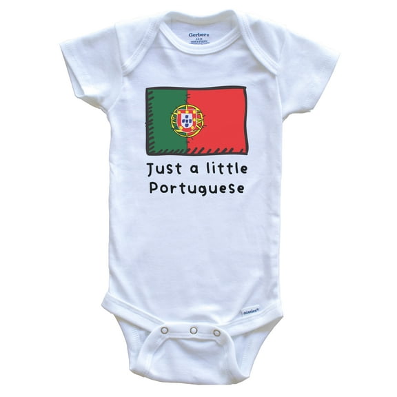 Just A Little Portuguese Funny Cute Portugal Flag Baby Bodysuit