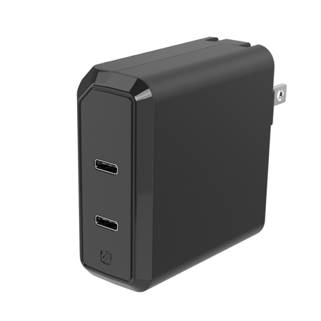 SCOSCHE HPDC8C8 Certified Powervolt USB Type-C with Power Delivery 3.0 Type-C Fast Charger for Standard USB-C Devices  Wall Adapter with 2 Ports  Black