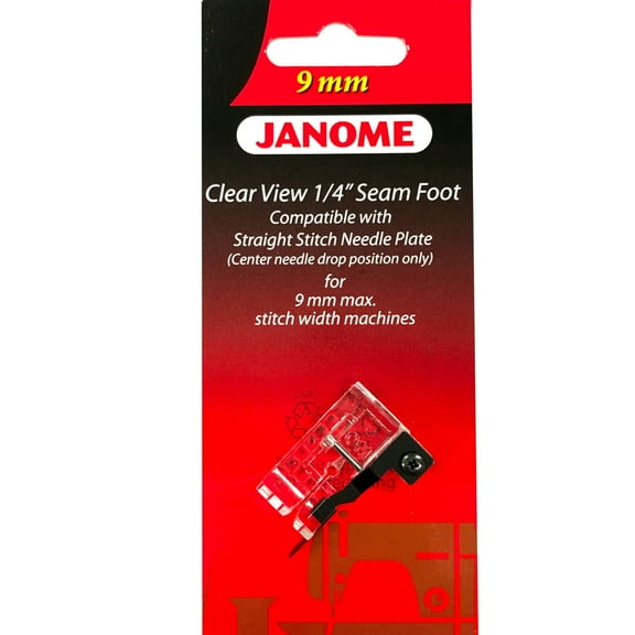 Genuine Janome Clear View 1/4" Seam Foot 202216003 For Elna and Janome 9mm max Stitch Width Machines