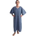 thumbnail image 4 of 3 Pack - Hospital Patient Gown, IV, Tieside w/Telemetry Pocket, Size Medium - XL, Blue Leaf Print, 4 of 7