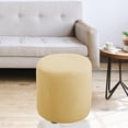 thumbnail image 2 of Funda para reposapiés otomano redondo con base elástica para almacenamiento en la sala de estar Funda para silla redonda beige, 2 of 7
