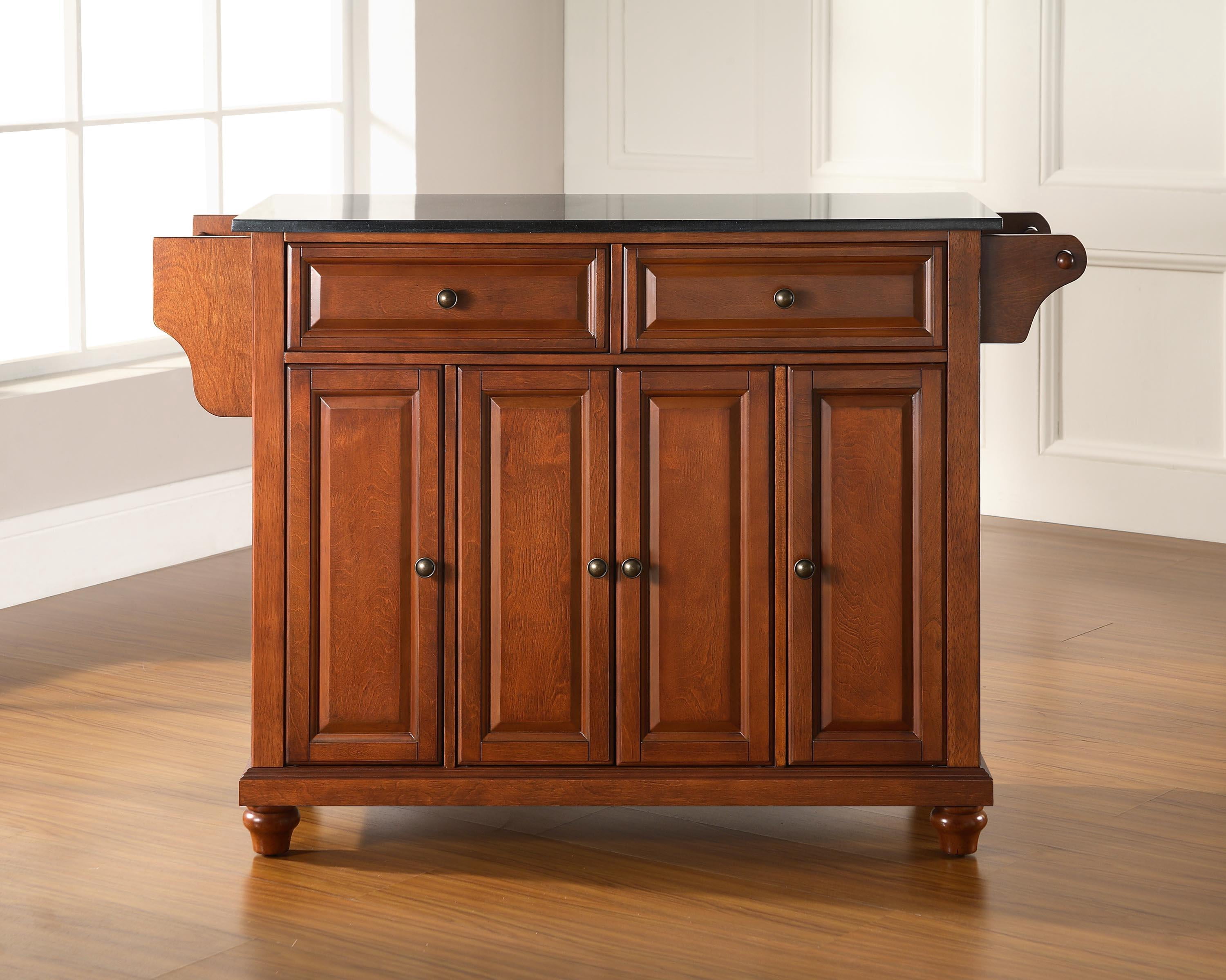 Crosley Furniture Cambridge Wood Kitchen Island in Cherry/Black