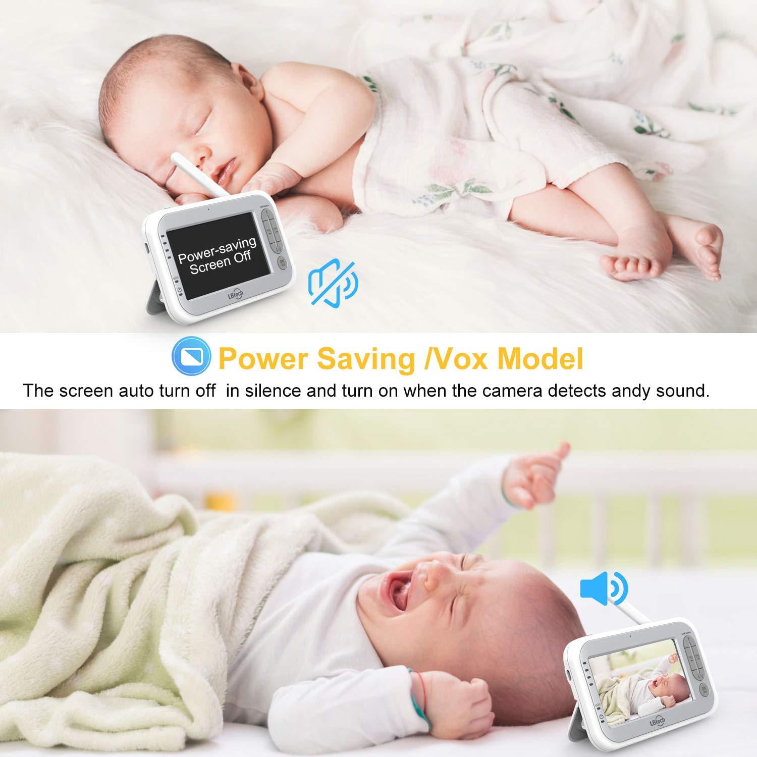 4.3 inches LCD Screen,Infrared Night Vision,Two-Way Talkback,Temperature Detection,Power Saving/Vox,Zoom in Lens,Support Multi Camera LBtech Video Baby Monitor with One Camera 