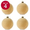 thumbnail image 3 of 4 Count Beige Velvet-Feel Ball Christmas Ornaments, 4.5", by Holiday Time, 3 of 6