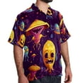thumbnail image 2 of Alien Men's Short Sleeve Beach Shirts Poplin Spread Collar Tops Casual Printed Button Down Summer Unisex, 2 of 6