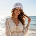 thumbnail image 5 of Krdevn Bohemian Crochet Hat Handmade Shell Lightweight Boho Cap for Beach and Travel,One Size, 5 of 6