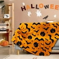 thumbnail image 5 of Halloween Blanket Happy HalloweenSoft Throw Blanket - Halloweens Themed Gift with Trick or Treat Pumkin Ghost Witch Black Cat Spider Bat Skull 50" X 60", 5 of 6