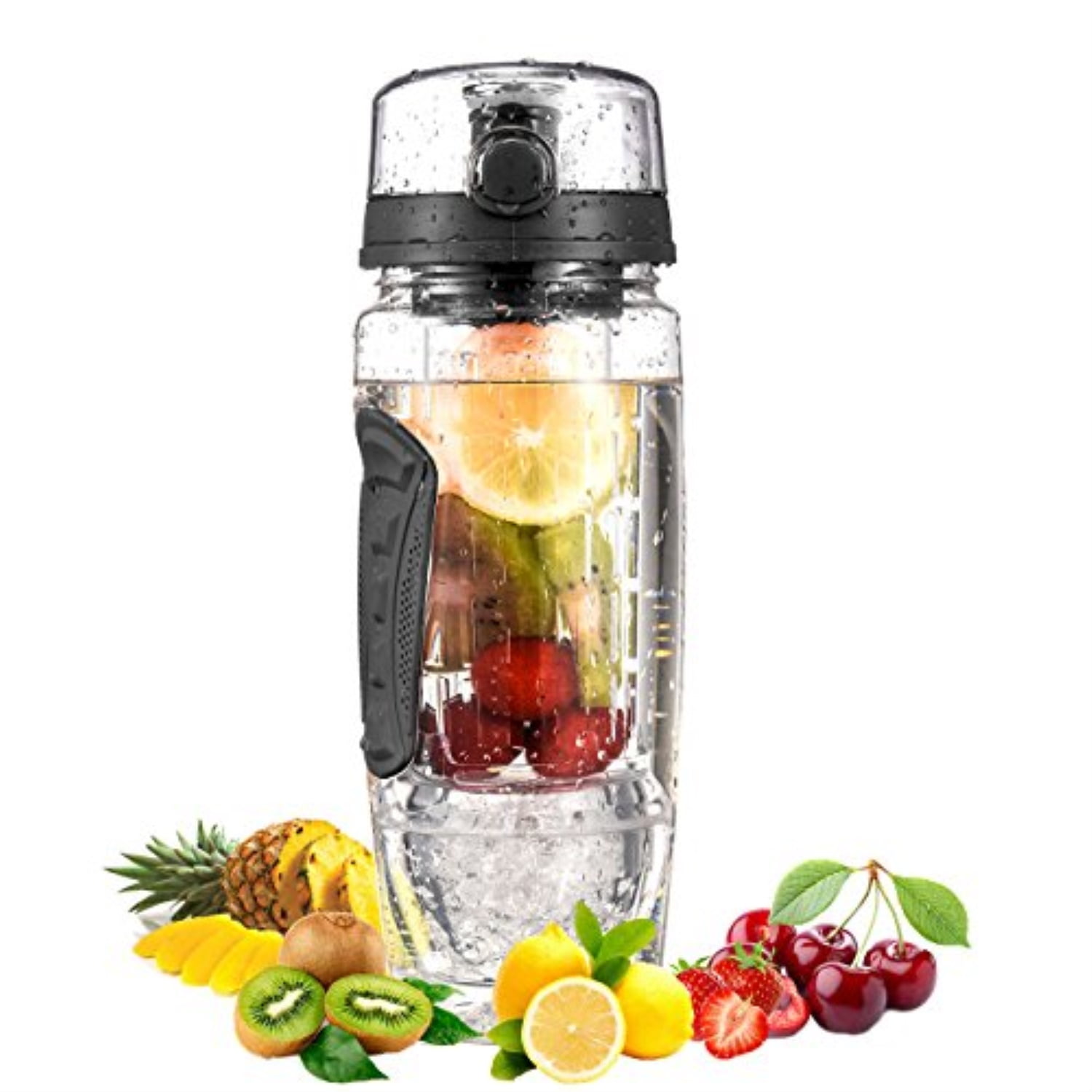 omorc fruit infuser water bottle, 32oz bpafree tritan sport bottle