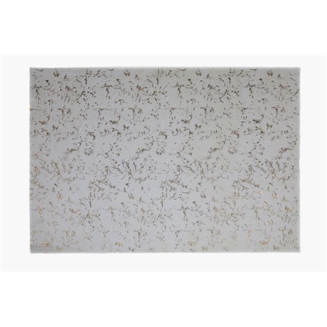 Tapis Shaggy Contemporain Doux, Blanc & Or - 5 Pi. x 7 Pi. 6 Po.