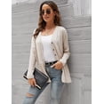 thumbnail image 2 of U.Vomade Cardigan à Manches Longues Boutonné Ourlet Classique Plissé Fendu pour Femmes, 2 of 8
