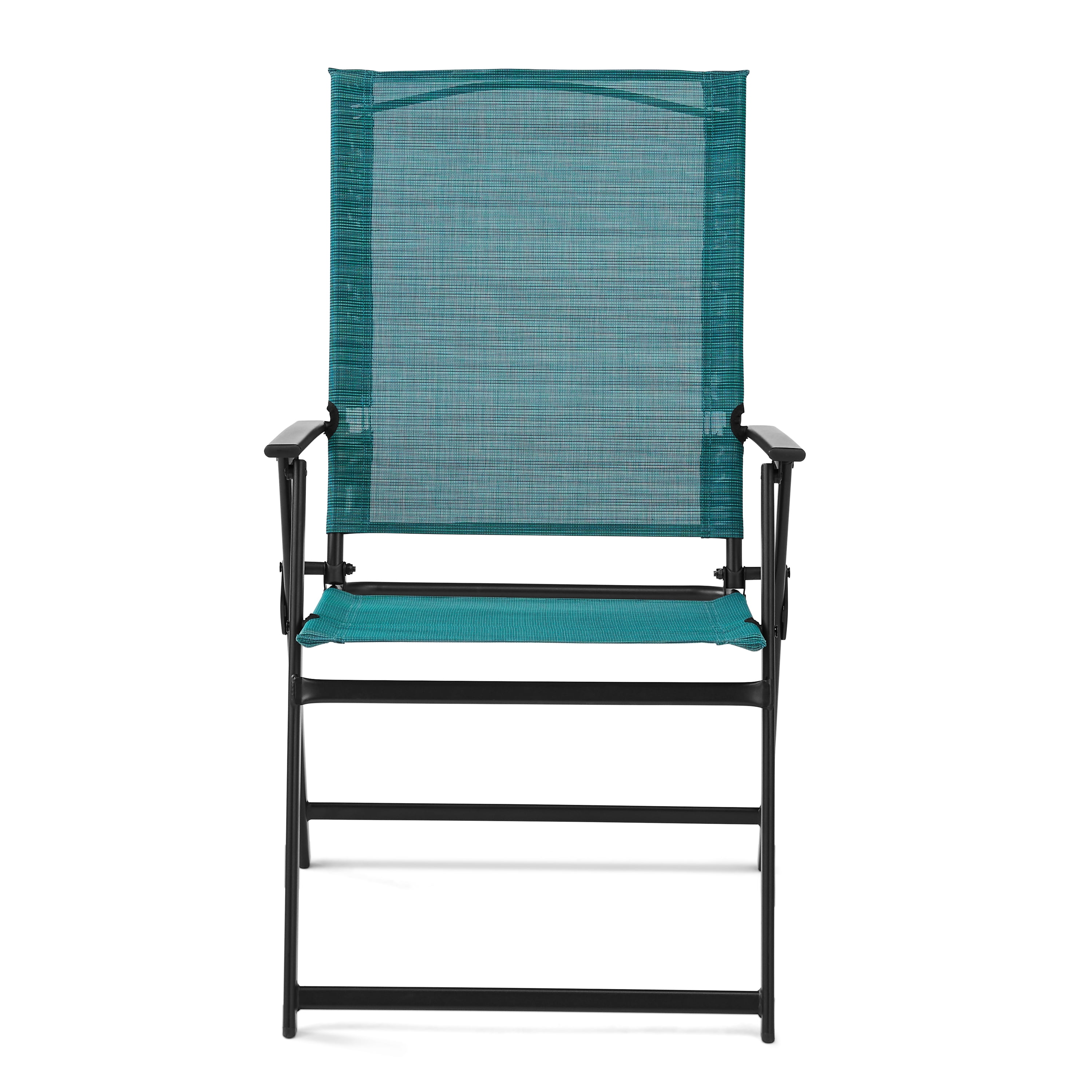 Mainstays Greyson Square Set of 2 Outdoor Patio Steel Sling Folding Chair, Teal - Walmart.com