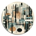 thumbnail image 2 of Designart "Geometric Tranquility Cream and Blue III" Minimalism Metal Round Wall Art, 2 of 5