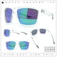 thumbnail image 2 of Polarized Color Mirror Mens Rectangle Sport Horn Rim Plastic Sunglasses Clear - Teal Mirror, 2 of 8