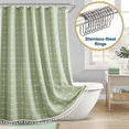 thumbnail image 1 of Juego de Cortina de Ducha ComfiTime con Borlas y Ganchos 72 x 72 Lino de Lujo Verde, 1 of 1