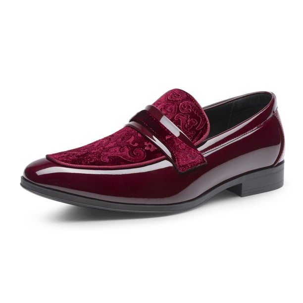 Mocasines de charol y terciopelo burdeos para hombre Bruno Marc talla 13