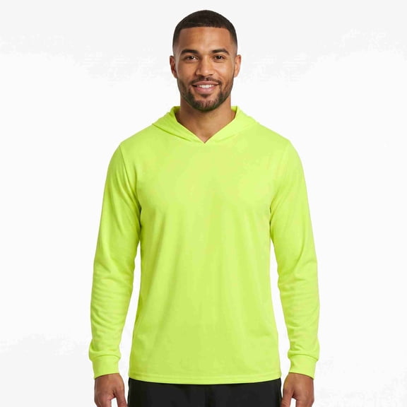 Men's Cotton Workout Active Long Sleeve Pullover Hoodie Casual Hooded Sweatshirts, Neon Green, Medium