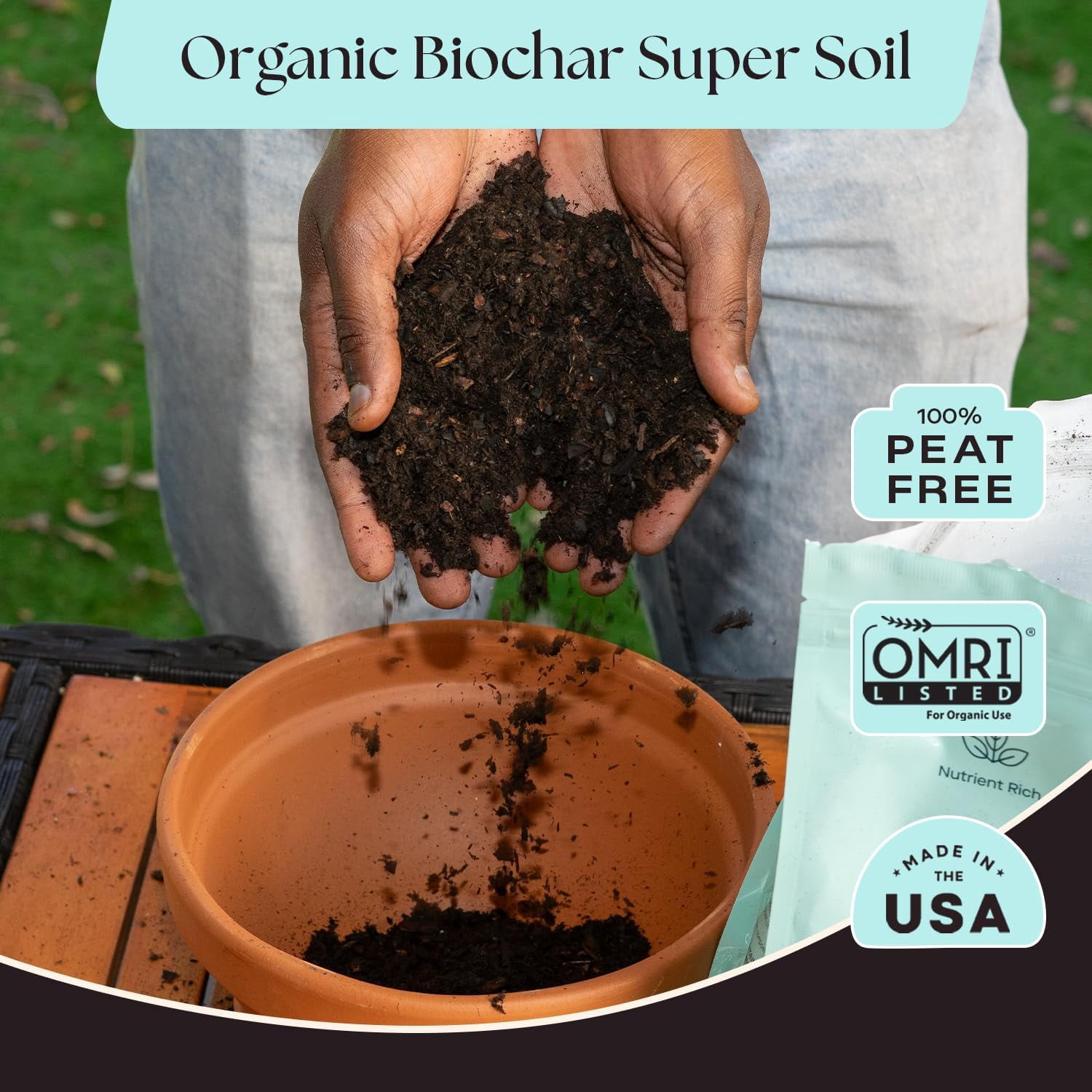 Rosy Soil Herb Potting Soil Mix for Indoor Herb Garden, Organic Peat Free Soil with Biochar for Strong Growth & Flavor, Well Draining Potting Mix, 4 qt