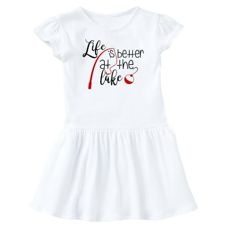 

Inktastic Life Is Better at the Lake Fishing Pole with Bobber Gift Baby Girl Dress