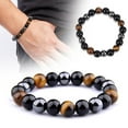 thumbnail image 3 of UOYOTT Energy Healing Stretch Bracelet Natural Stone Hematite Tiger Eye for Men Women, 3 of 5