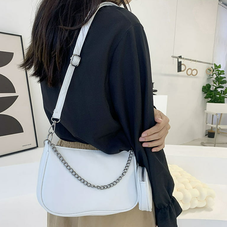 Women Multipurpose Crossbody Bags Small Shoulder Bag Fashion Zip Handbags  with Coin Purse,White
