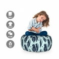 thumbnail image 2 of Oriental Storage Toy Bag Chair, Traditional Paisley Damask Inspired Classical Floral Pattern, Stuffed Animal Organizer Washable Bag, Large Size, Mint Green and Indigo, by Ambesonne, 2 of 3