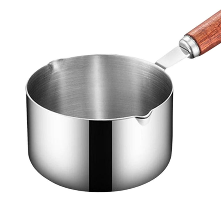 Mini Soup Pots Oil Melting Cooking Pot Butter Melting Pot Nonstick Easy to Clean with Wooden Handle Small Saucepan for Restaurant Camping 125ml, Size