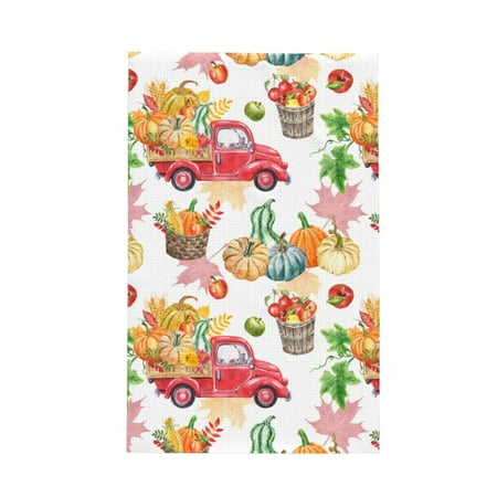 

Absorbent Kitchen Towels Autumn Harvest Truck Quick Drying Dish Towels for Kitchen Drying Soft Hand Towels with Lanyard for Kitchen Decor