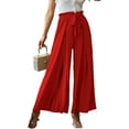 thumbnail image 2 of Lu's Chic Women's Palazzo Pants Wide Leg Split Slit Casual Pants Summer High Waisted Lightweight Elastic Waist Trousers Tie Knot Red Medium, 2 of 4