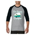 thumbnail image 1 of MmF - Mens Raglan Sleeve Baseball T-Shirts, up to Size 3XL - ONE HAPPY CAMPER, 1 of 4